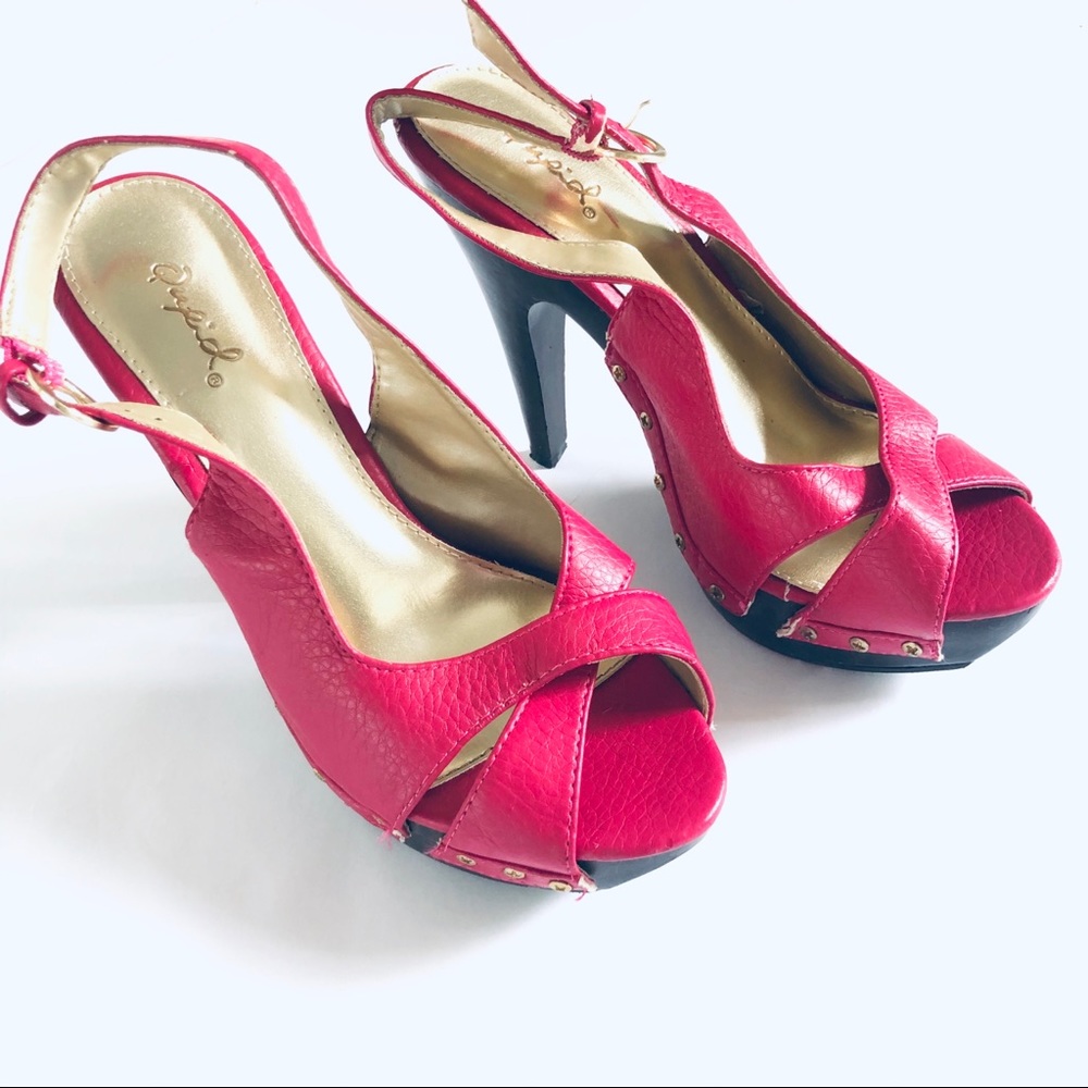 Qupid Red and Black Heels